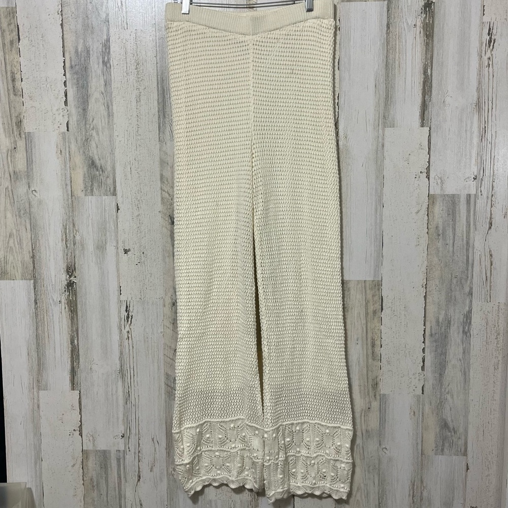 Pink Rose Cream Knit Pants